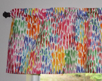 Kitchen Valance . Colorful Custom Curtains .  Make it Rain . Lined or Unlined . Rainbow Valance . Nursery Valance Curtains