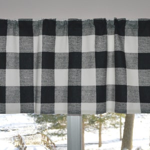 Buffalo Plaid Curtain Valance: Black and White Gingham Check