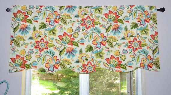 Scalloped Floral Kitchen Valance Waverly Wonderama Toucan Etsy