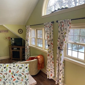 Retro Leaf Curtain Panels: Mid-Century Modern Drapes