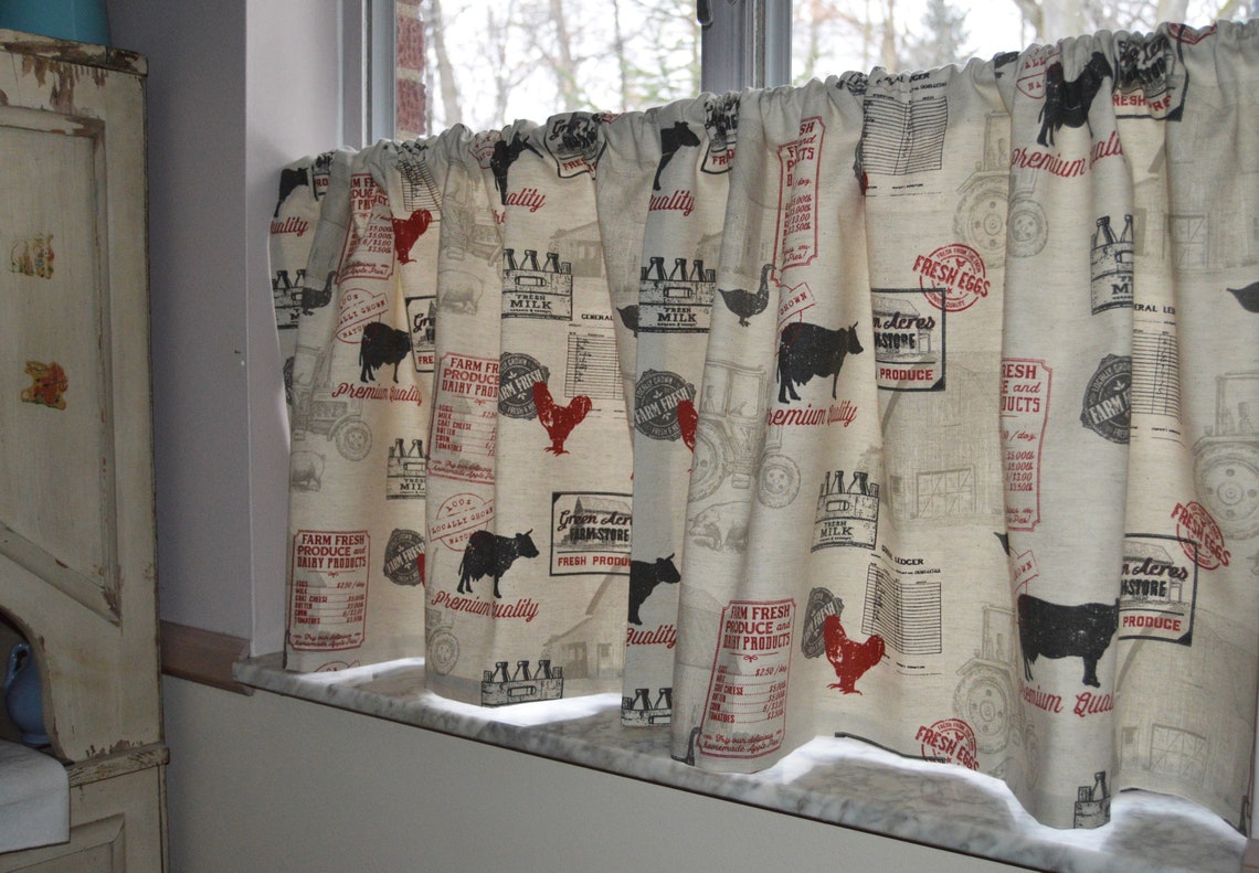 Farmhouse Cafe Curtains . Country Farm Curtains . Kitchen Etsy