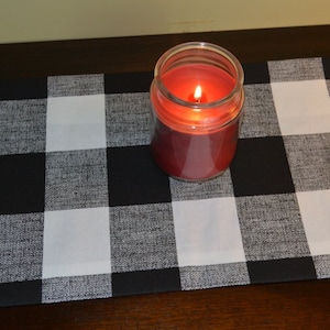 Buffalo Plaid Table Runner . Black and White Runner . Large Check Table Topper . Birthday . Wedding . Farmhouse Kitchen Table Runner