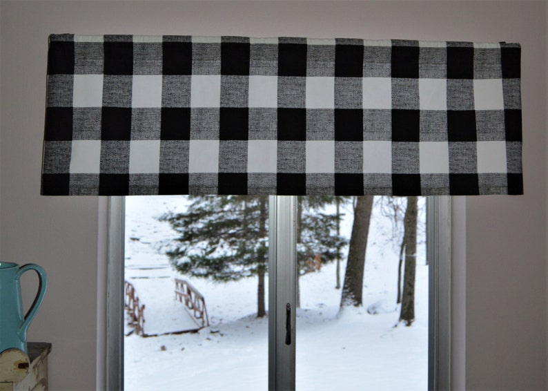 Black and White Buffalo Plaid Curtain Valance . Premier Prints Etsy