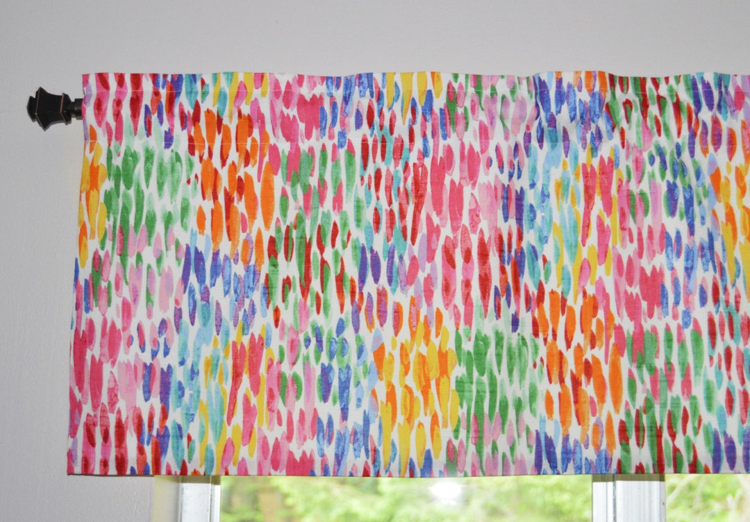 Colorful Kitchen Valance: Kelly Ripa 'make It Rain' Fabric - Etsy