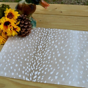 Fawn Table Runner and Fawn Pillow Covers .  Rustic Nature Centerpiece . Antelope Animal Print