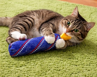 Handmade Organic Catnip Firecracker Toy:Soft Cotton, Playful Kick Stick . 4th Of July