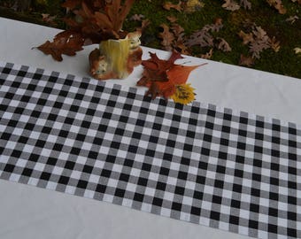 Buffalo Plaid Table Runner . Black and White Runner . Small Check Table Topper . Birthday . Wedding . Farmhouse Kitchen Table Runner