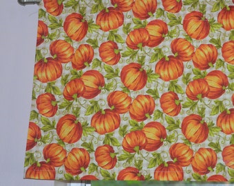 Pumpkin Autumn Valance . Fall Kitchen Curtain . LIGHTWEIGHT Cotton . Seasonal Fall Home Decor