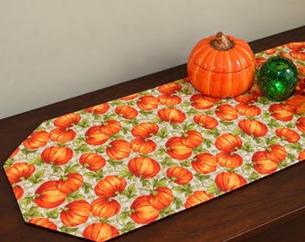 Reversible Fall Table Runner . Pumpkin Cardinal Quilted Autumn . Thanksgiving Christmas Table Decor Handmade