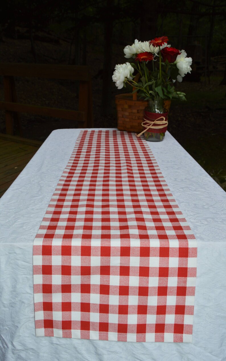 Table Runner . Red and White Plaid Table Runner . Picnic Table Etsy