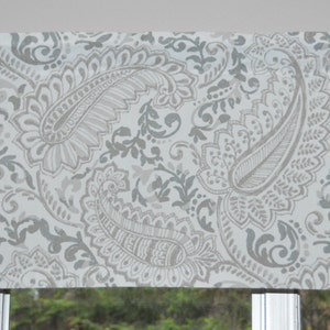 Gray Paisley Kitchen Valance: Premier Prints Shannon Ecru, Lined Option image 2