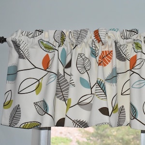 Leaf Kitchen Valance: Mid-Century Modern Print, Lined or Unlined
