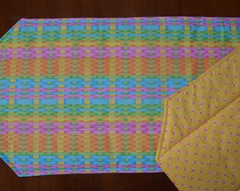 Spring Table Runner . Basket Weave Reversible Quilted Table Runner . Spring Centerpiece . Quilted Table Topper . Pastel Table Runner