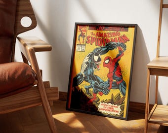 ヴェノム　ポスター　ヴィンテージ スパイダーマン vs ヴェノム コミックポスター：レトロフューチャー