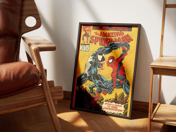 Spider-Man vs Venom Comic Poster: Retro-Futurism 1st Anniversary Edition