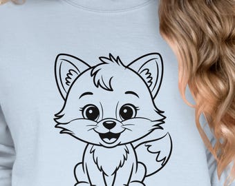 Cute Fox T Shirt, Cartoon Fox Tee, Animal Lover Gift, Childrens T Shirt, Kids T Shirt, Unisex T Shirt, Baby Fox T Shirt, Fox Graphic Tee