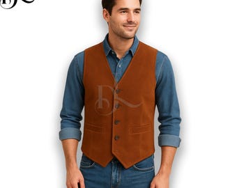 Brown Faux Suede Vest, Steampunk Pirate Costume, Men's Gift
