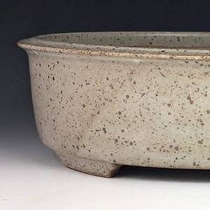 Oval Bonsai Pot with Eggshell Glaze