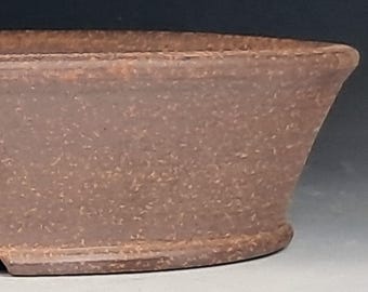 Shallow Round Bonsai Pot Unglazed Red Stoneware
