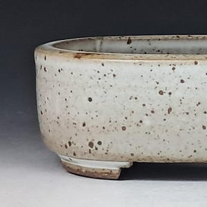 Small Rectangular Bonsai Pot with Eggshell Glaze