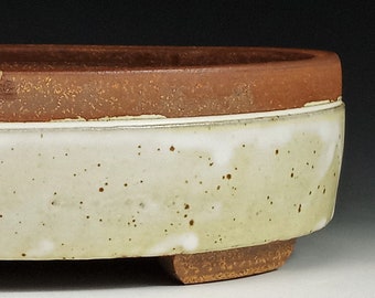 Oval Bonsai Pot with Buttermilk Glaze