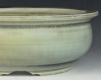 Green Glazed Salt Fired Bonsai Pot