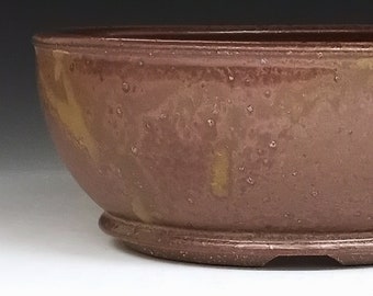 Round Bonsai Pot with Iron Red Glaze