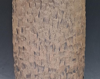 Tall Unglazed Carved Cascade Bonsai Pot