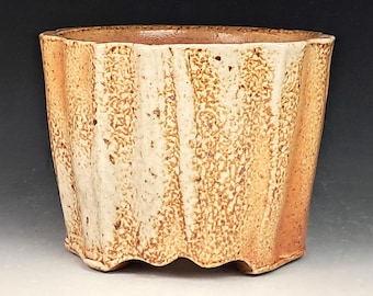 Unglazed White Stoneware Cascade Bonsai Pot-Salt Fired