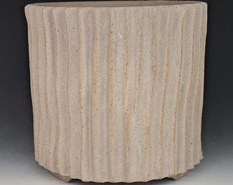 Carved Unglazed Cascade Bonsai Pot