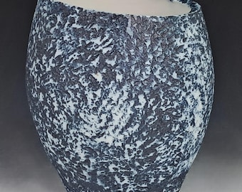 Textured Cascade Bonsai Pot with Cobalt Wash