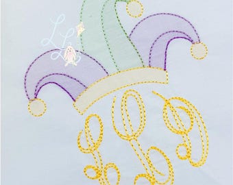 Diseño de bordado a máquina de sombrero de bufón con puntada de sombra