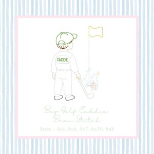 Golf Caddie Boy Bean Stitch Machine Embroidery Design