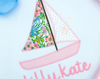 Sailboat Zig Zag Applique Machine Embroidery Design