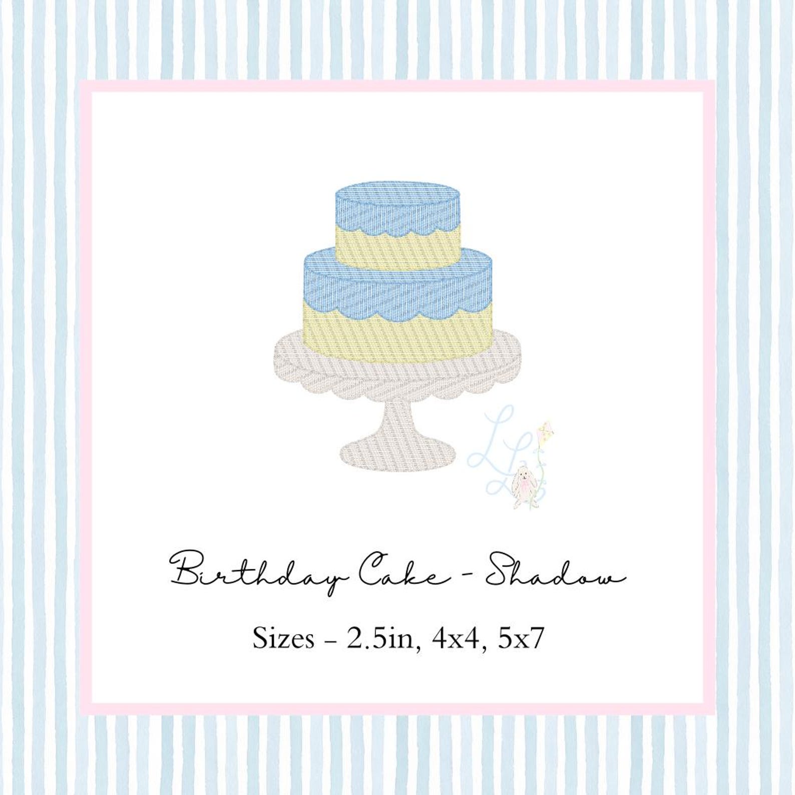 Birthday Cake Shadow Stitch Machine Embroidery Design - Etsy