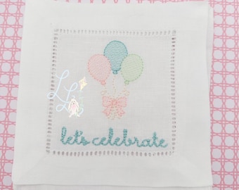 Balloon Trio with Bow Sketch Stitch Machine Embroidery Design