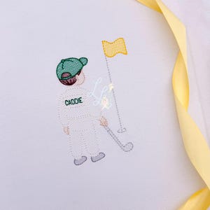 Boy Golf Caddie Sketch Stitch Machine Embroidery Design