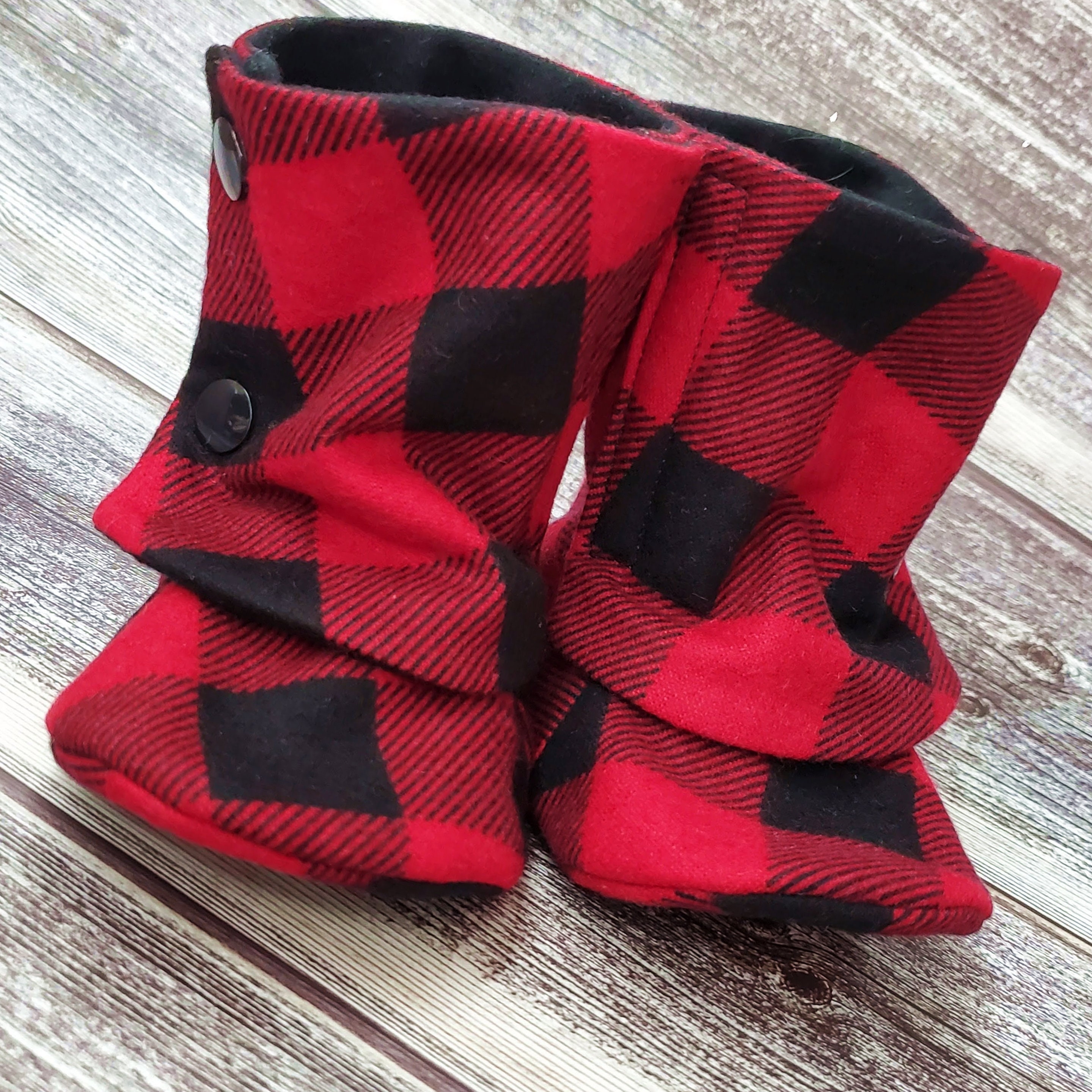 Red Buffalo Plaid Baby Boots Buffalo Plaid Baby Booties | Etsy