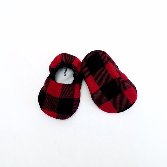 plaid baby booties