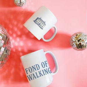 Fond of Walking Mug, Jane Austen gifts, Librarian core, Bookish Mug, Funny Literary Quote.