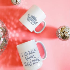 Jane Austen Gift Mug,Mr Darcy,  I Am Half Agony, Half Hope, Librarian Core, Cottage Mug, Bookish Mug, Light Academia, Jane Austen Gift.