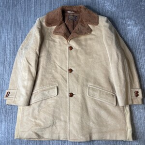Vintage 1960s Pendleton Wool Coat – L/XL – Cream Sherpa Collar Western Jacket – Sir Pendleton Ranch Coat