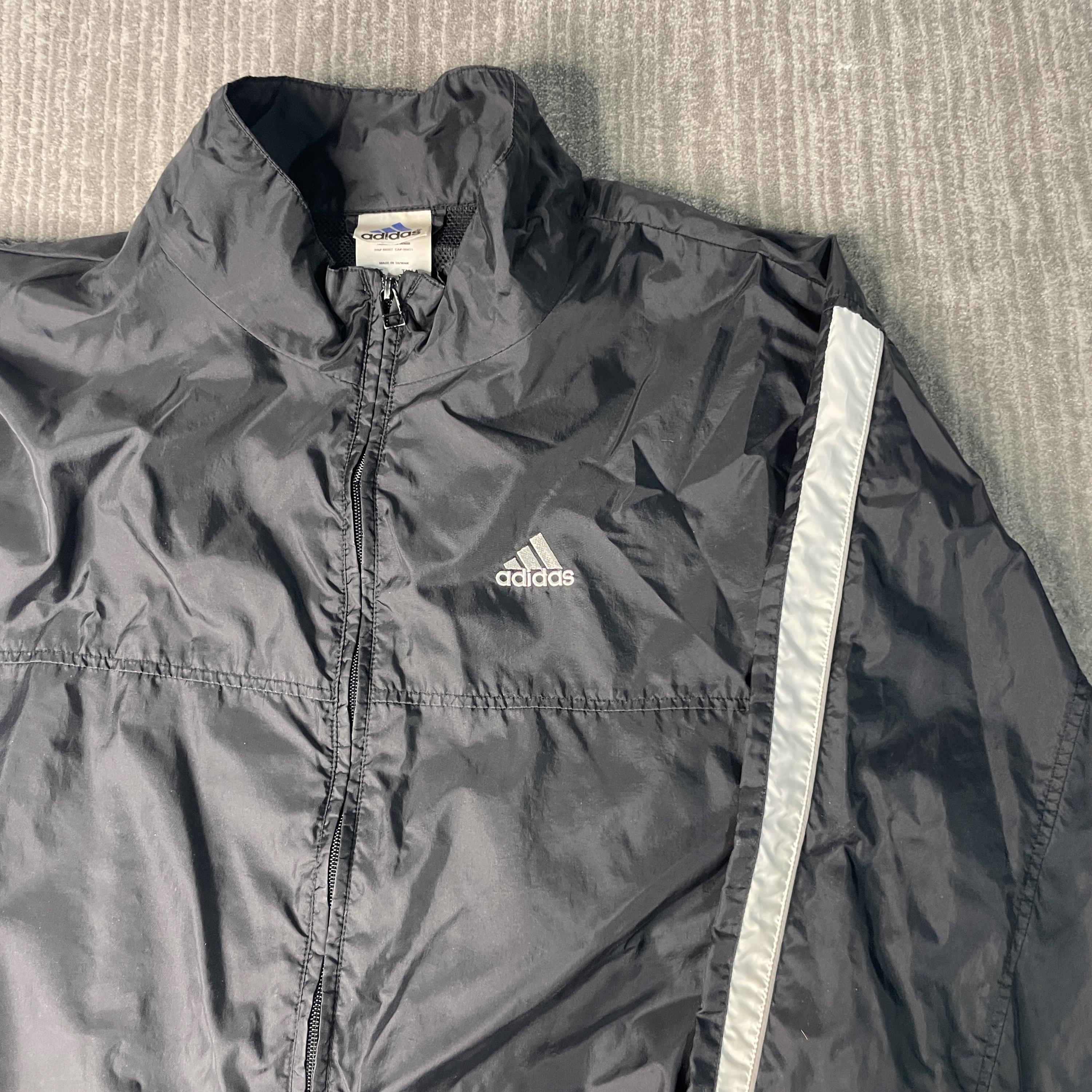 Vintage 2000s Adidas Windbreaker Jacket – XL – Black Lightweight