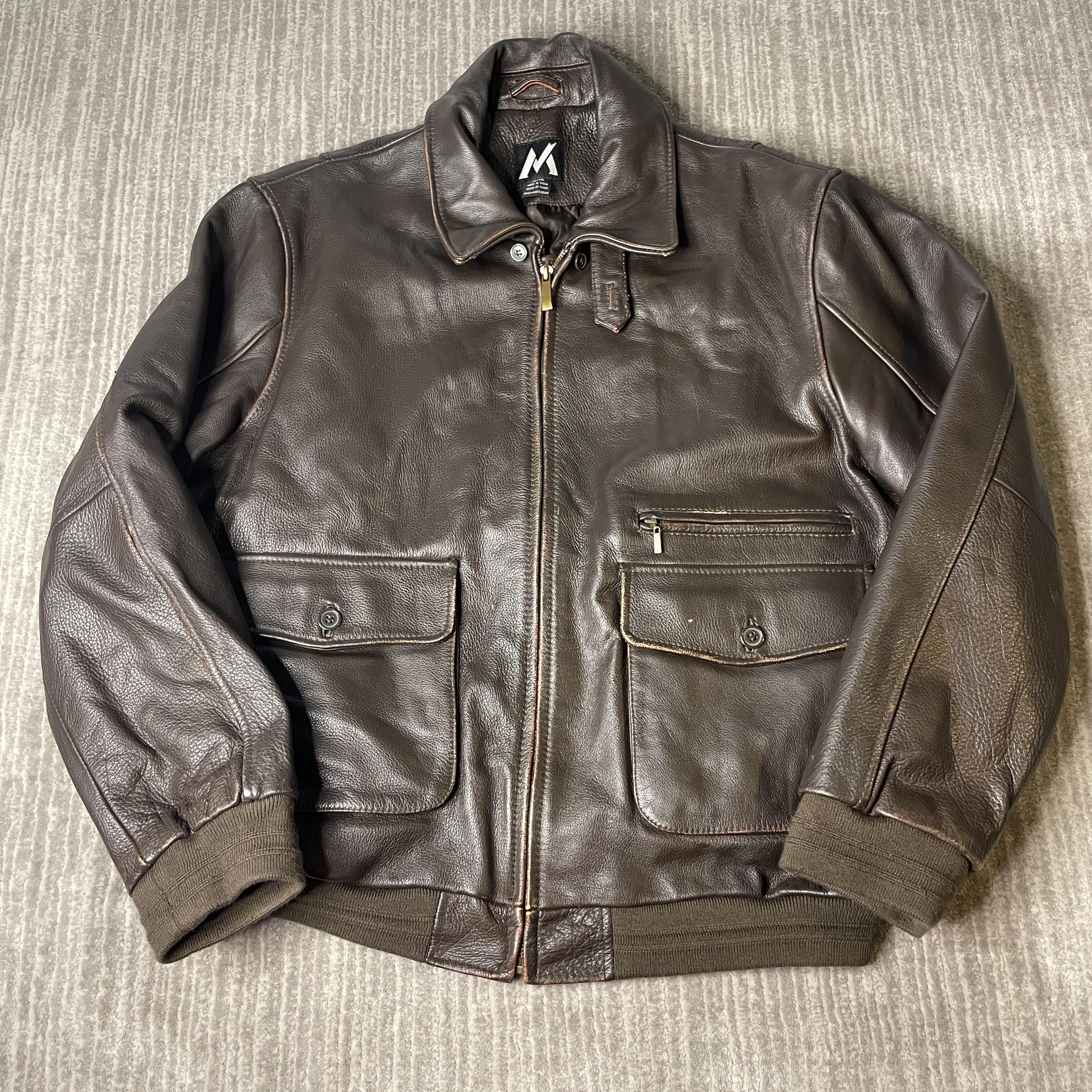 90s Leather Bomber - Etsy