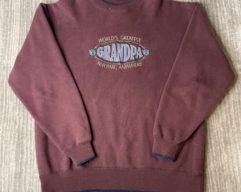 Vintage 1990s MC Sport Crewneck Sweatshirt – L – World's Greatest Grandpa Embroidered Pullover – Grandpa Core