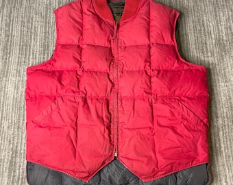 Vintage 1990s Eddie Bauer Down Vest – XL – Red Puffer Goose Down Outdoor Hiking Winter Layer Vest