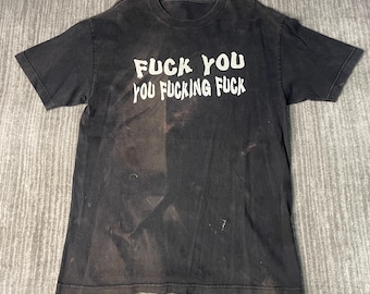 Vintage 1990s Graphic Statement T-Shirt – L – Grunge Punk Tee – Distressed Counterculture Shirt