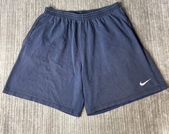 Vintage 2000s Nike Athletic Shorts – XL – Navy Swoosh Running Gym Training Sportswear Y2K Activewear