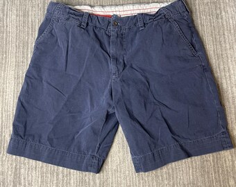 Vintage 1990s Polo by Ralph Lauren Chino Shorts – 38 – Faded Navy Blue Cotton Flat Front Preppy Casual Summer Shorts