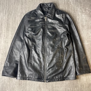 Y2k Leather Zip Jacket - Etsy